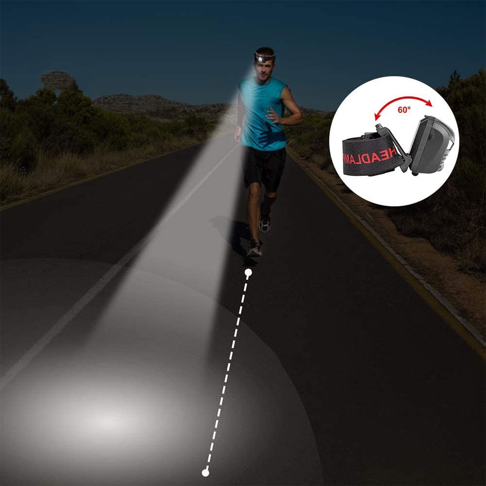 Running Stirnlampe LED Kopflampe IPX45 & Wiederaufladbar zum Wandern / Joggen / Radfahren (100 Lumen) - Schwarz