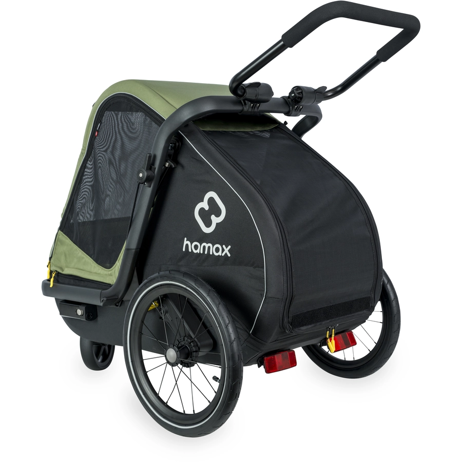 hamax Hundeanhänger mit Bett und Regenverdeck Pluto M greenblack