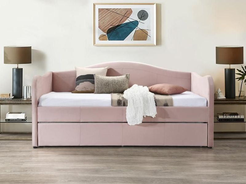 Bedbankje MATHILDE - Roze - 100% Polyester, MDF, Fluweel