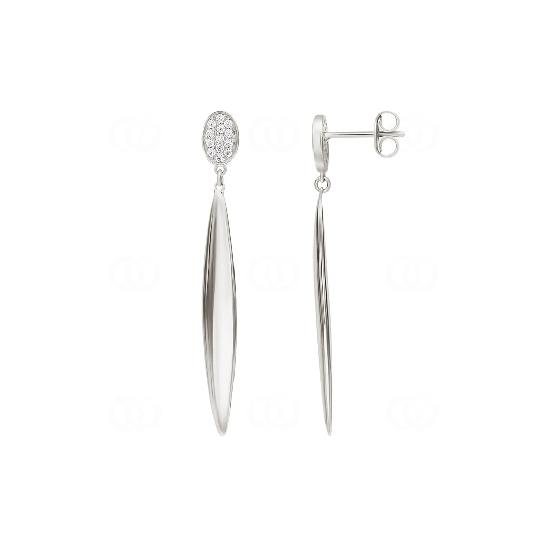 Ohrhänger 925 Silber rhodiniert mit Zirkonia pavé