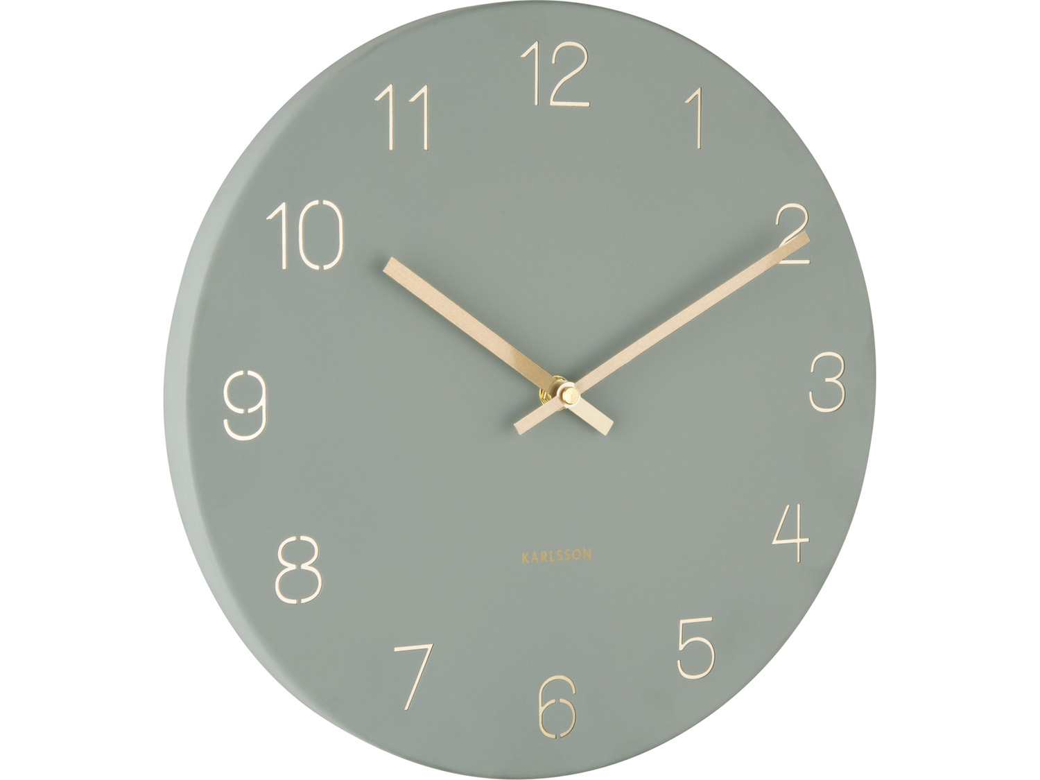 Wall clock Charm engraved numbers small jungle grn