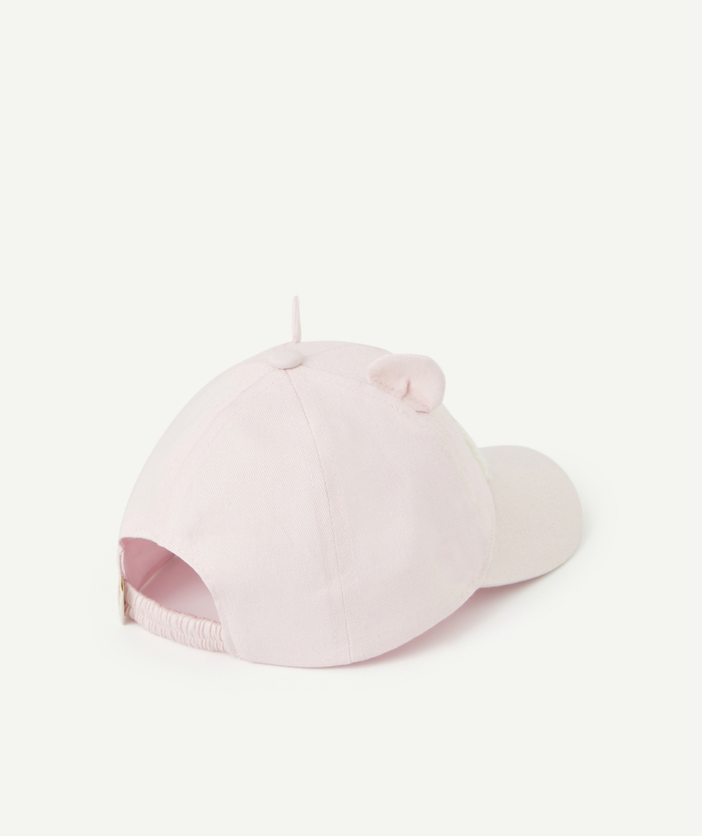 CASQUETTE BÉBÉ FILLE ROSE THÈME OURSON AVEC DÉTAILS BOUCLETTES