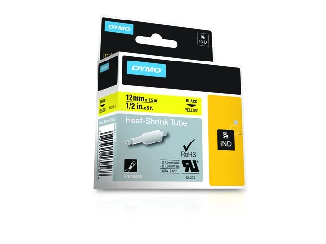 DYMO RhinoPRO Heat shrink tubing - Polyolefin - gul - Rulle (1,2 cm x 1,5 m) 1 rulle(r) hylstre - for Rhino 4200, 6000, 6000 Hard Case Kit