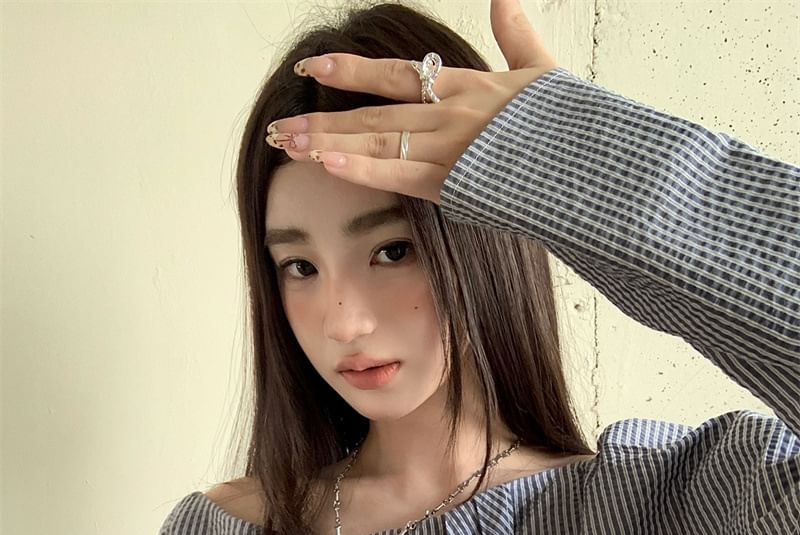 haruokiea - Blouse met lange mouwen, strepen en split aan de achterkant