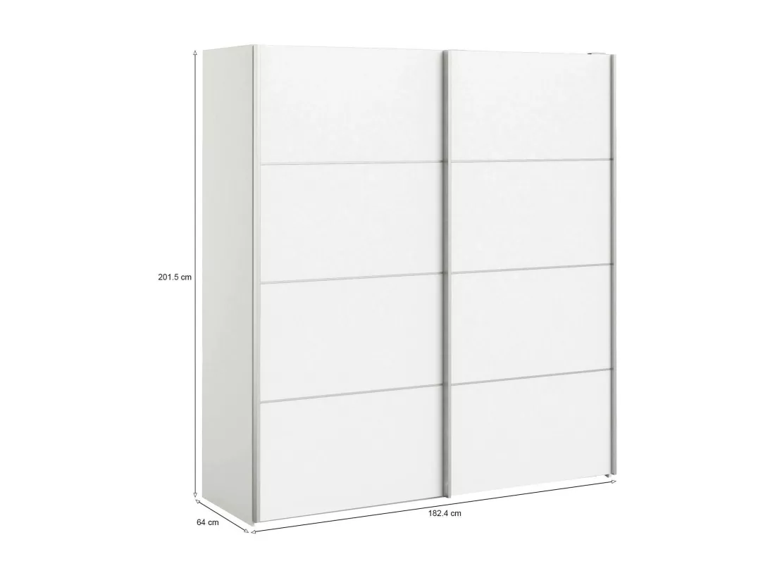 Garde-robe 2 portes Accadia, Meubles de chambre, Penderie de plain-pied, Placard à vêtements, 182x64 h202 cm, Blanc