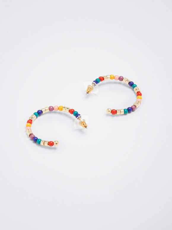 Brincos de argola com miçangas - Multicor