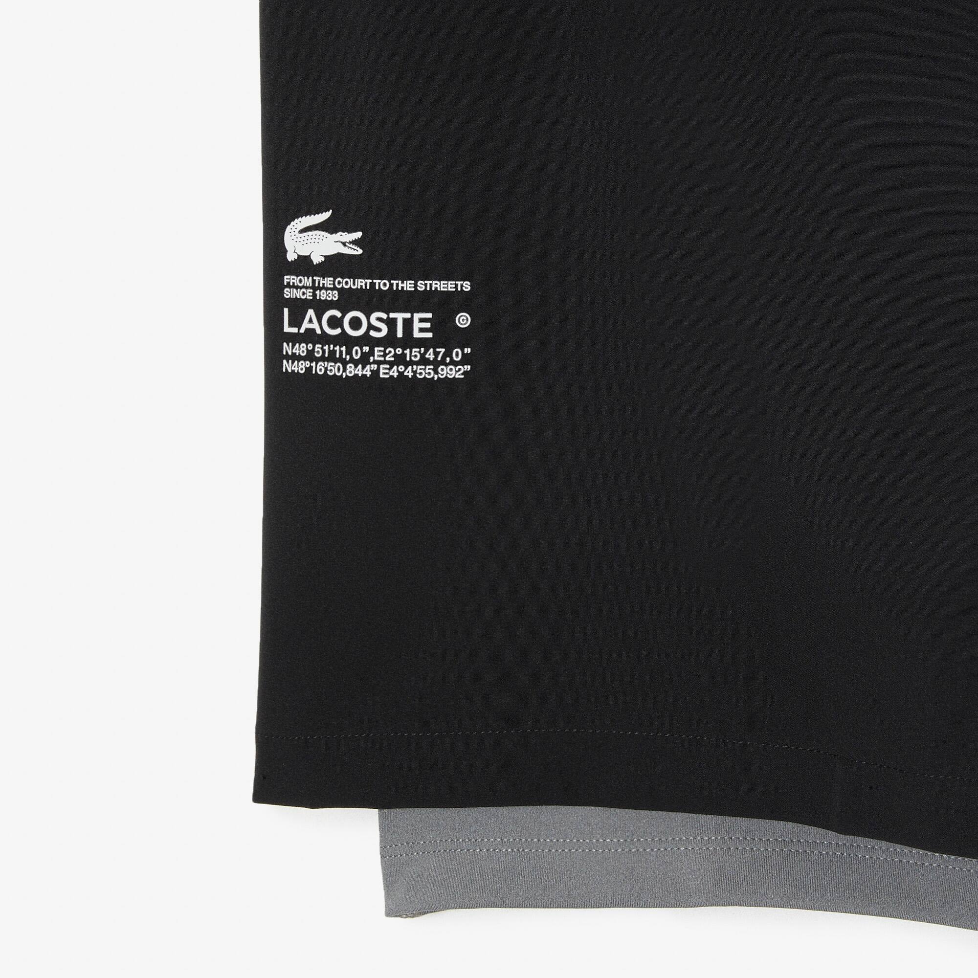 Herren LACOSTE SPORT zweifarbige Shorts mit eingebauten Untershorts Bermudas - Schwarz - Lacoste - Herren