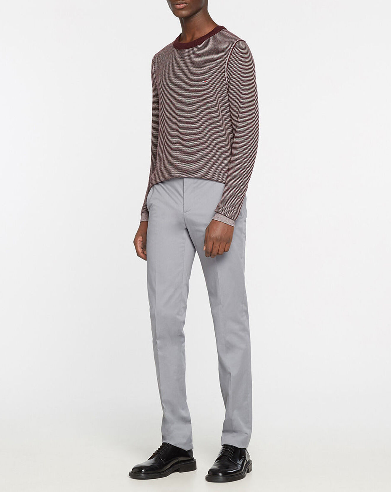 Tommy Hilfiger Pull en Coton & Laine Structure bordeaux