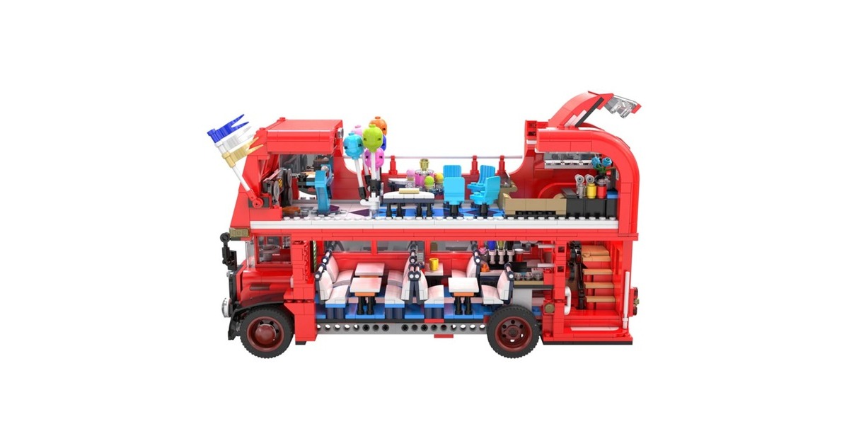 CaDABuilding - London Vintage Tour Bus Constructiespeelgoed  (C59008W)