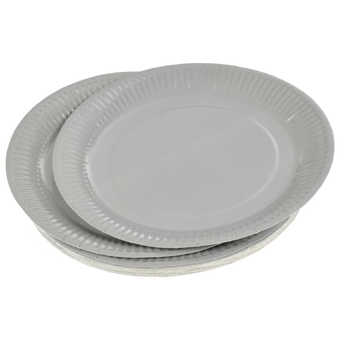 SET 20 ASSIETTES RONDES D.23CM GRIS