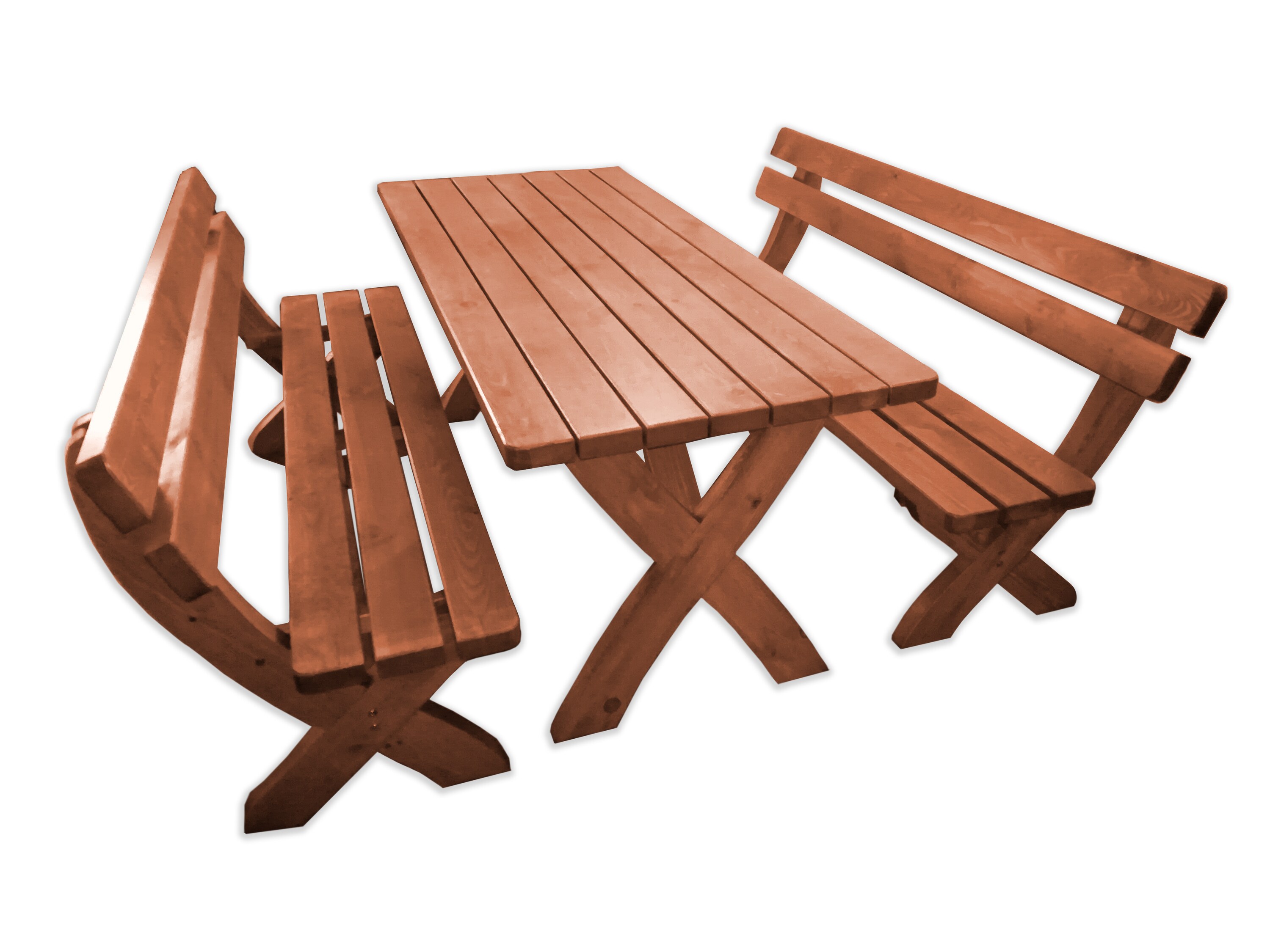 Promadino Promex Handels GmbH, Steinbrückerstraße 2-4, 23556 Lübeck, service@promex-online.de Holz-Garnitur Landsberg honigbraun 2Bänke + 1Tisch