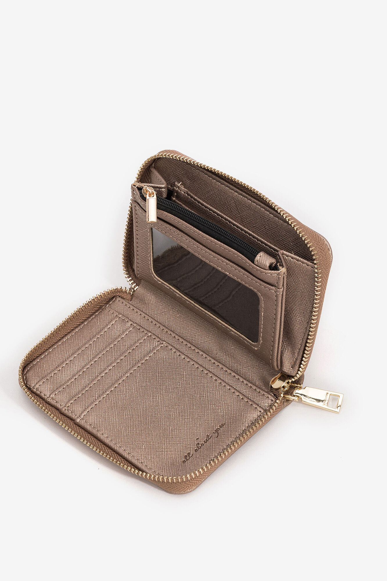 Porta-moedas médio com zíper - Dourado