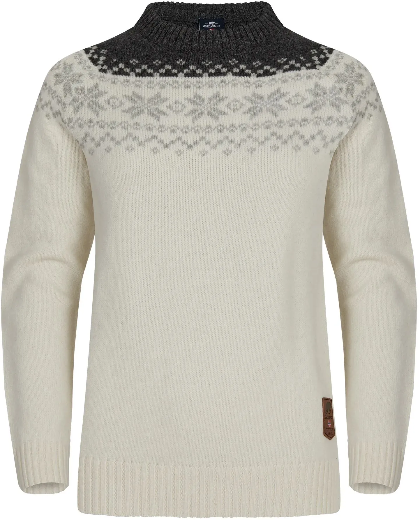 Gridarmor Women’s Snøkrystall Round Neck Ullgenser White/Dark Grey/Light Grey