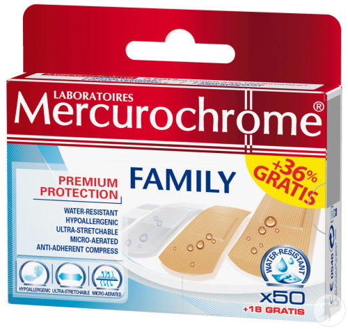 Mercurochrome Pansement Famille 50 Pièces + 18 Pièces Gratuit Promo