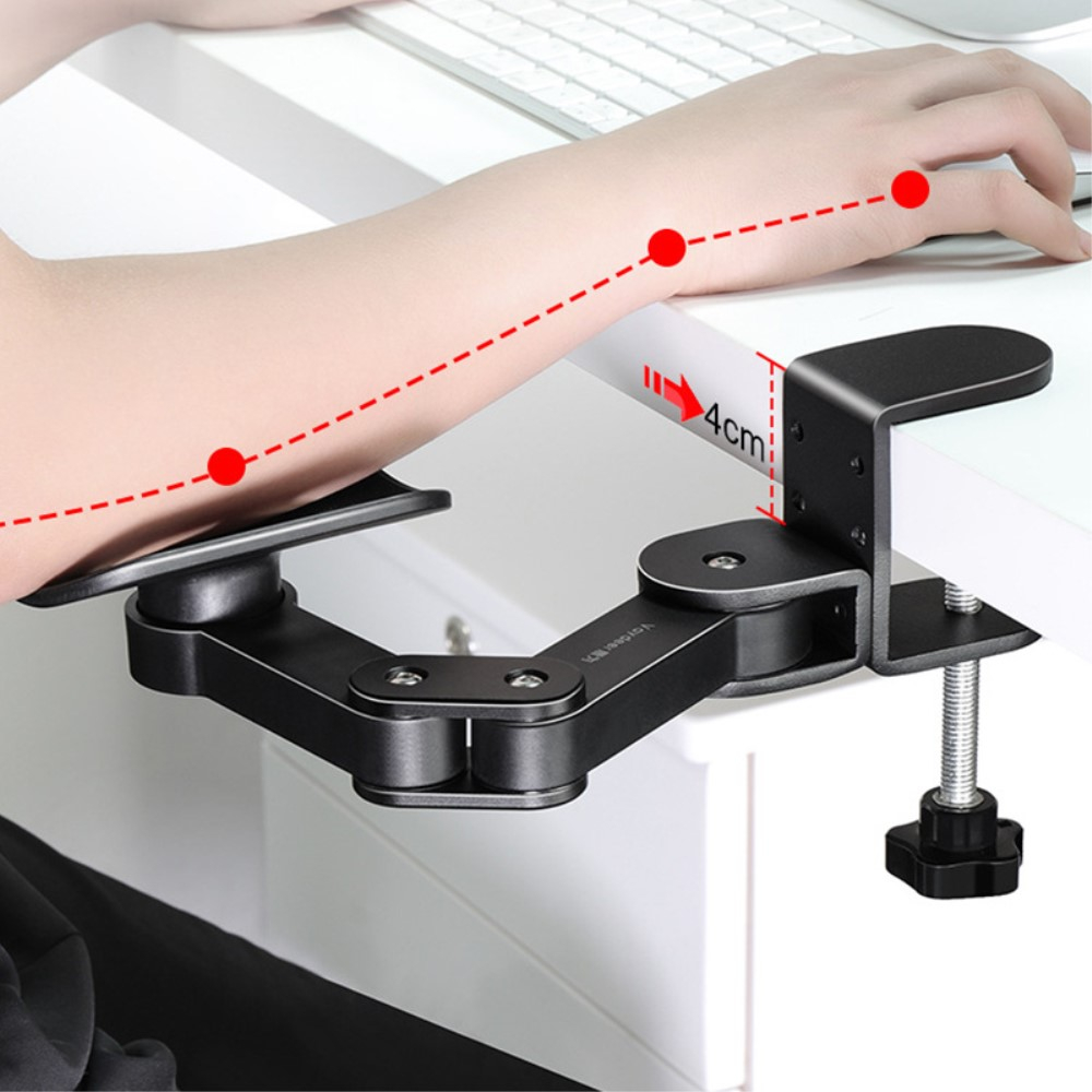 Ergonomische Alu Handgelenk Auflage / Computerarm Stütze für Tische und Stühle - Schwarz