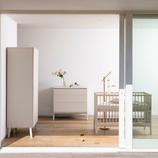 Chambre TRIO Lit 70x140 + Commode + Armoire ASHI Argile - QUAX