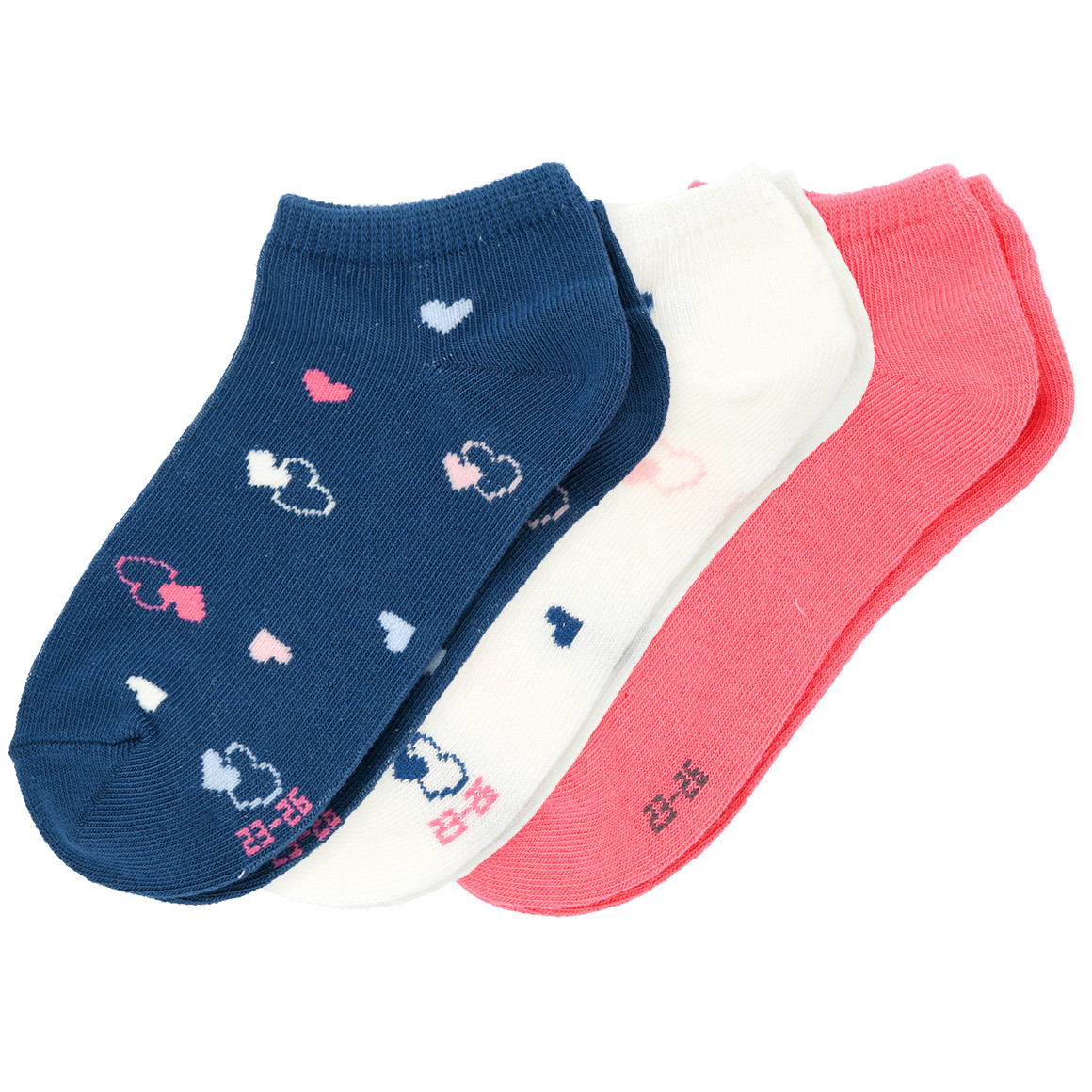 Topolino 3 Paar Mädchen Sneaker-Socken im Set dunkelblau / pink / weiss