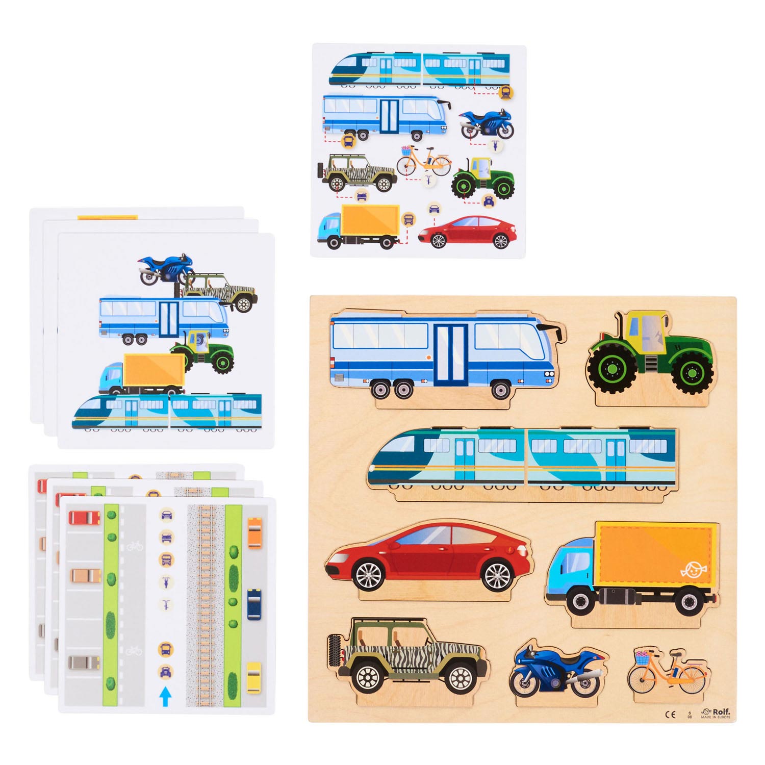 Rolf More - Houten Puzzelplank Verkeer, 8st.