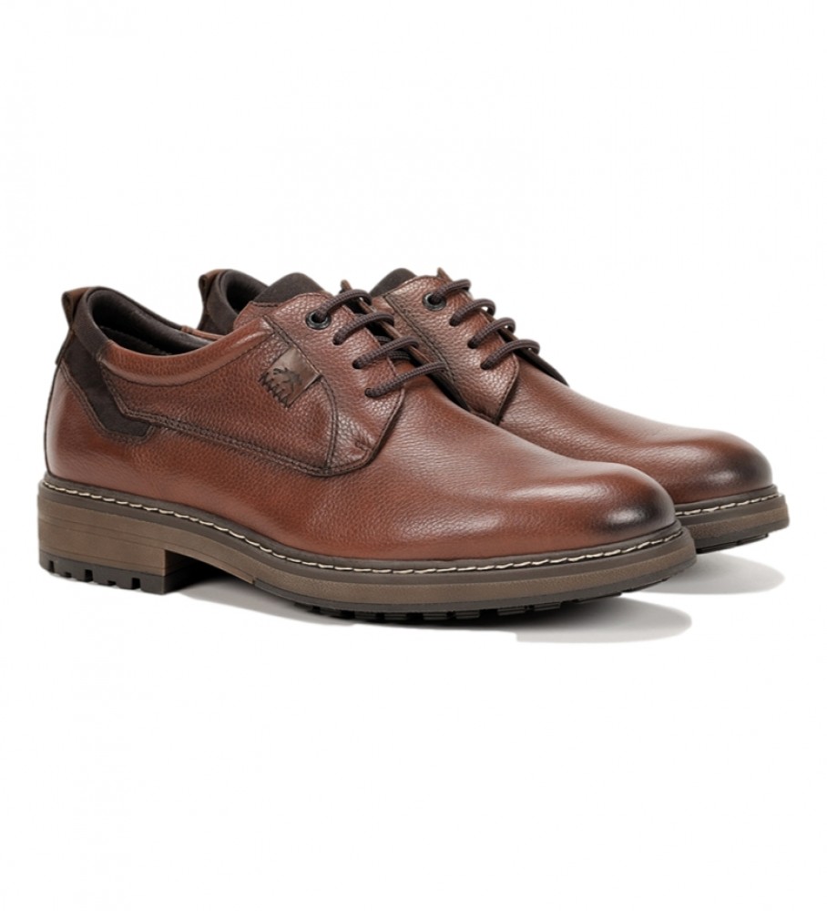 Sapatos de couro Fluchos F1589 marrom médio
