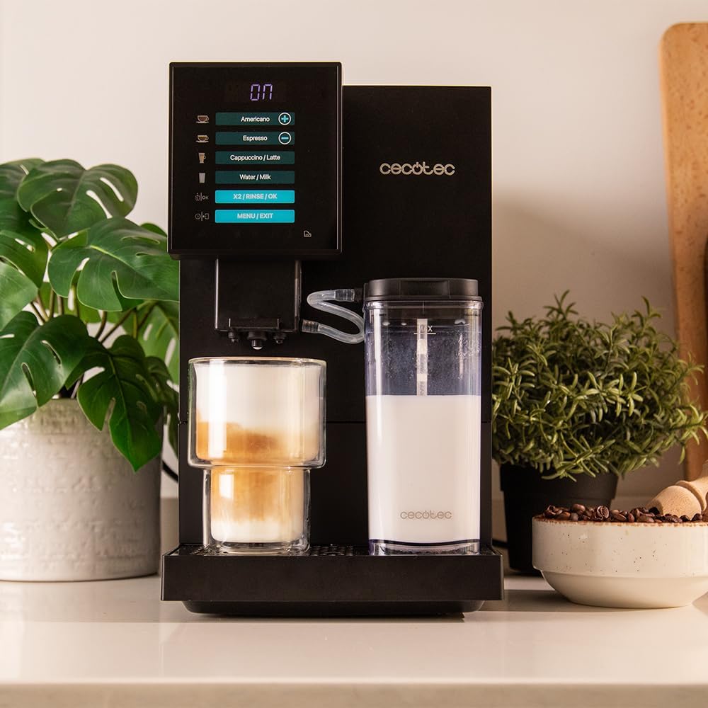 Cecotec Superautomatische Kaffeemaschine Cremmaet Compactccino. 1350 W, Thermoblock, 19 Bar Pumpendruck, Plug&Play-System, Kaffeevorratsbehälter mit integrierter Mühle, Automatische Reinigung