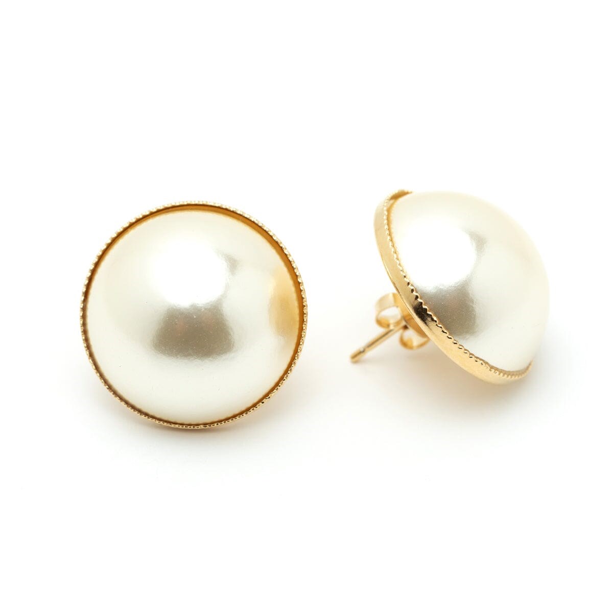 maxi boucles d'oreilles puces perles doré à l'or fin - NÉLYA