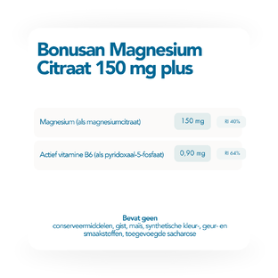Bonusan Magnesiumcitraat 150mg Plus Tabletten Multiverpakking 3x60TB