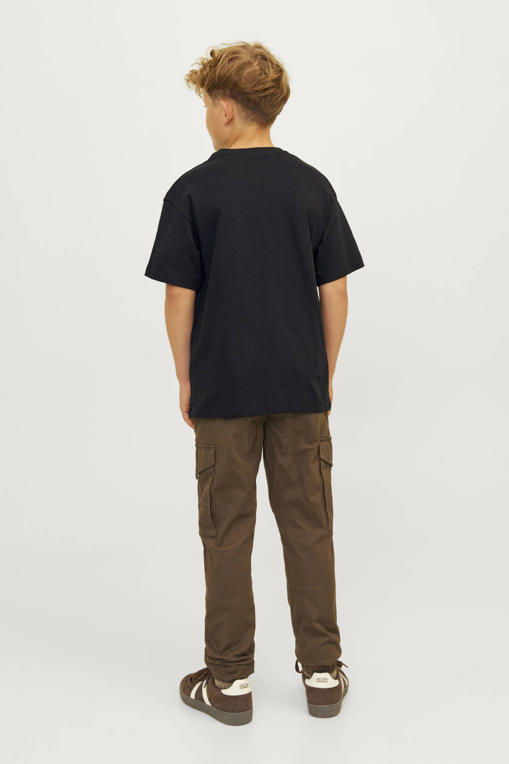 JACK & JONES T-shirt JJECALEB VARSITY met logo zwart