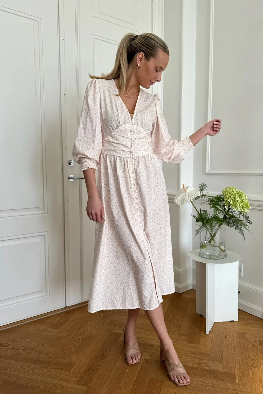BYIC Adelic Long Dress peachfsp peach flower stem print