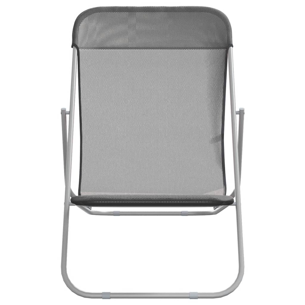 Chaises de plage pliantes 2pcs textilène acier enduit de poudre