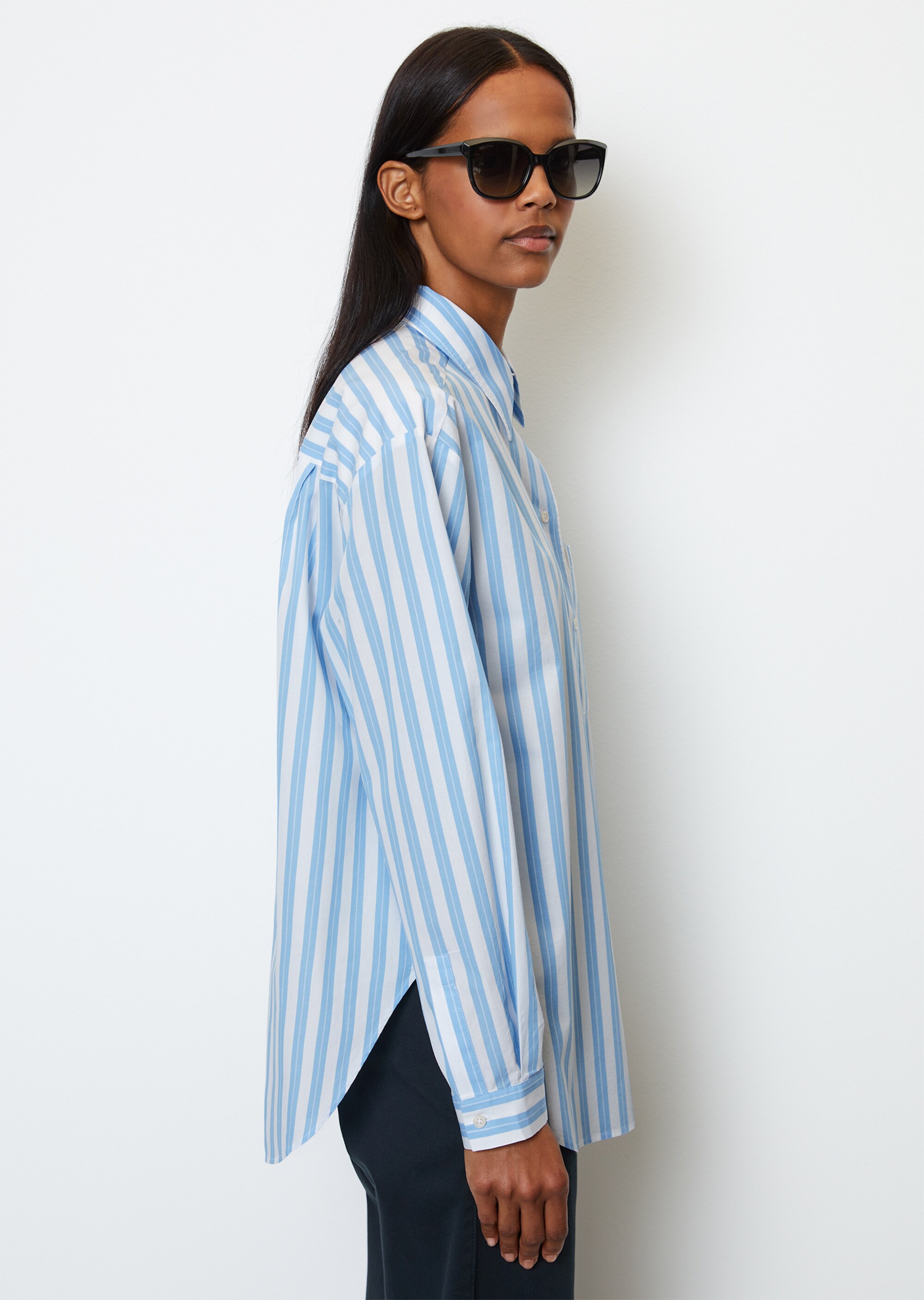 Gestreifte Boyfriend-Bluseaus reinem Organic Cotton