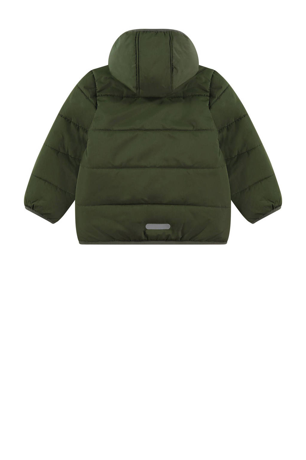 Stains&Stories reversible coated teddy winterjas groen/beige
