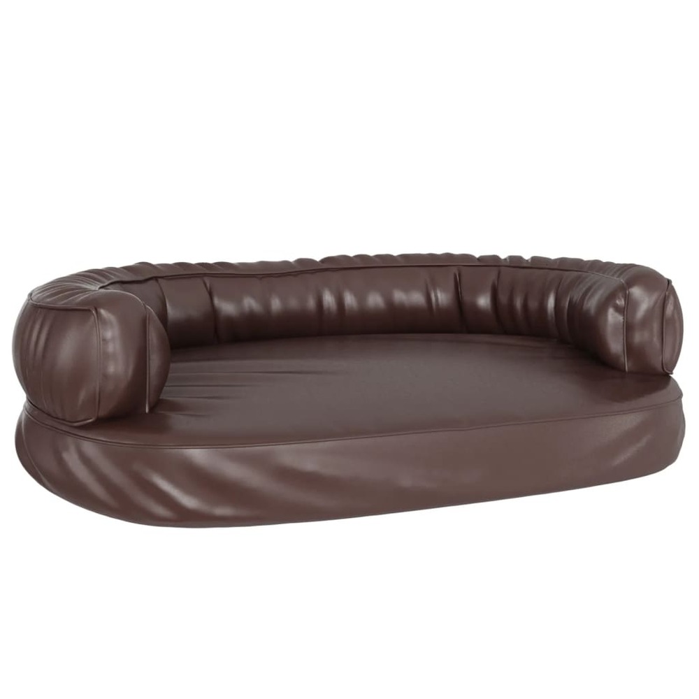 Lit pour chien ergonomique mousse marron 88x65 cm similicuir