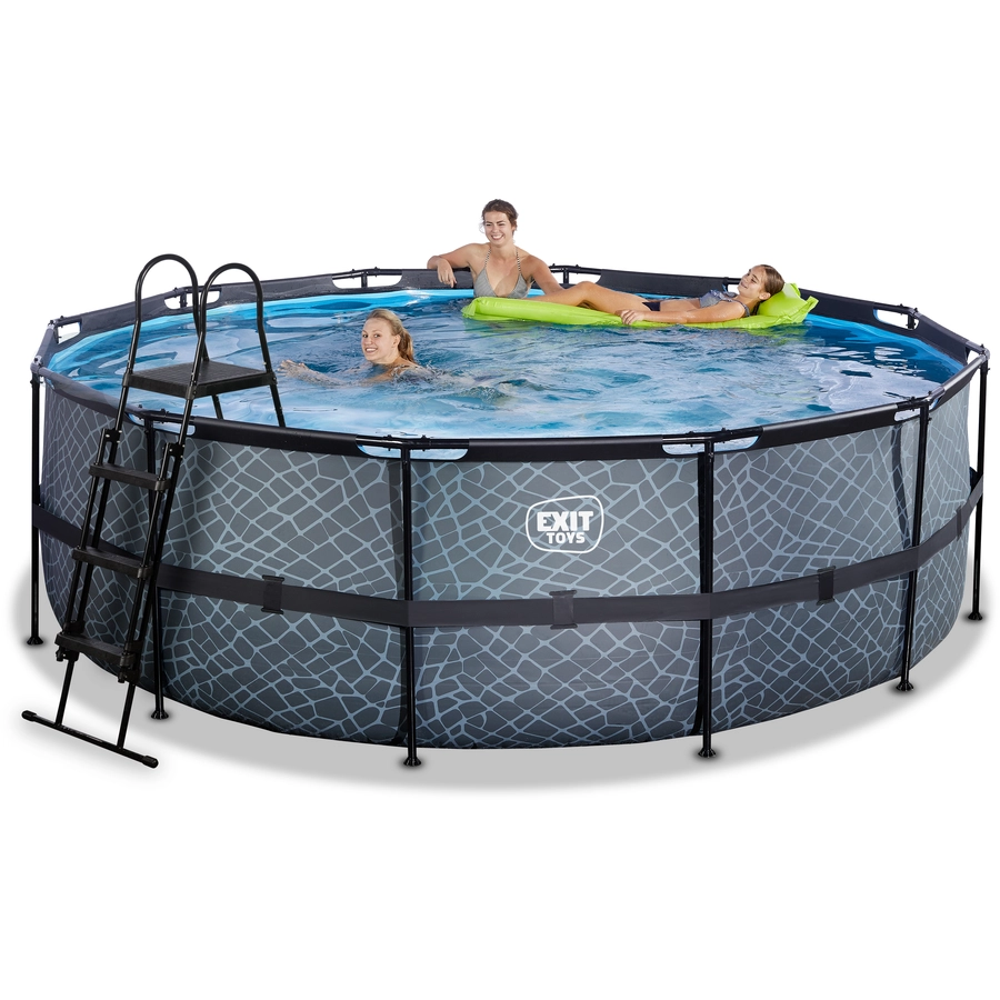EXIT Frame Pool ø427x122cm (12v Kartusche Filterpumpe) – Grau