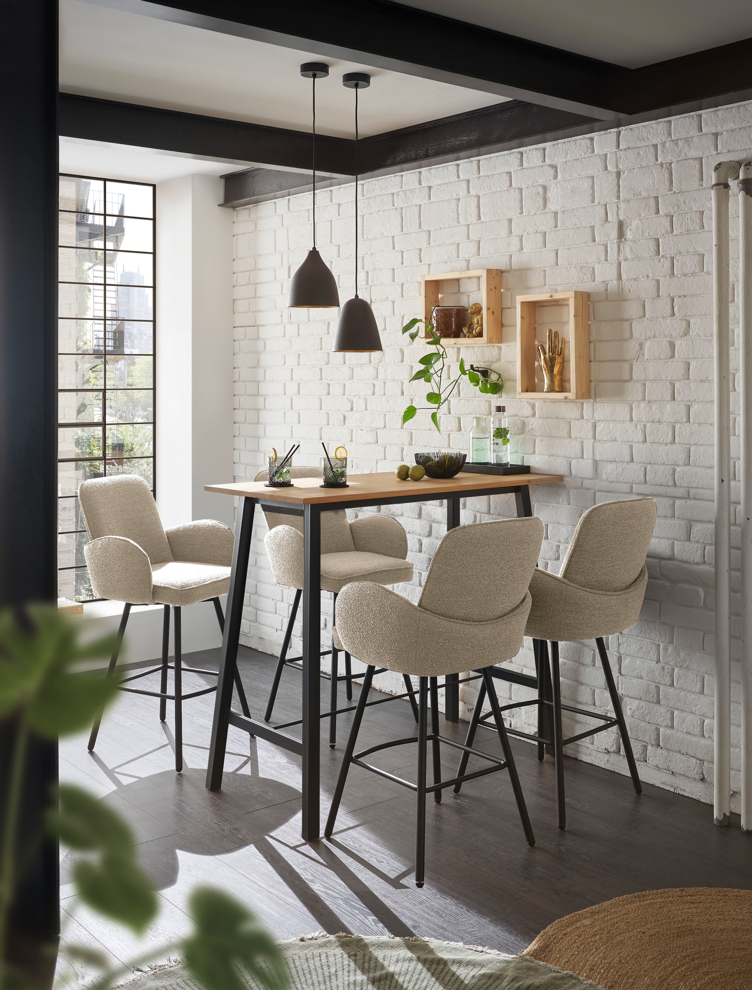 Stolkom Bartisch »Kent Eiche Massivholz geölt, Hochtisch BxHxT 120x104x60 cm« Industrial Style Eiche Massivholz geölt durchgehende Lamelle