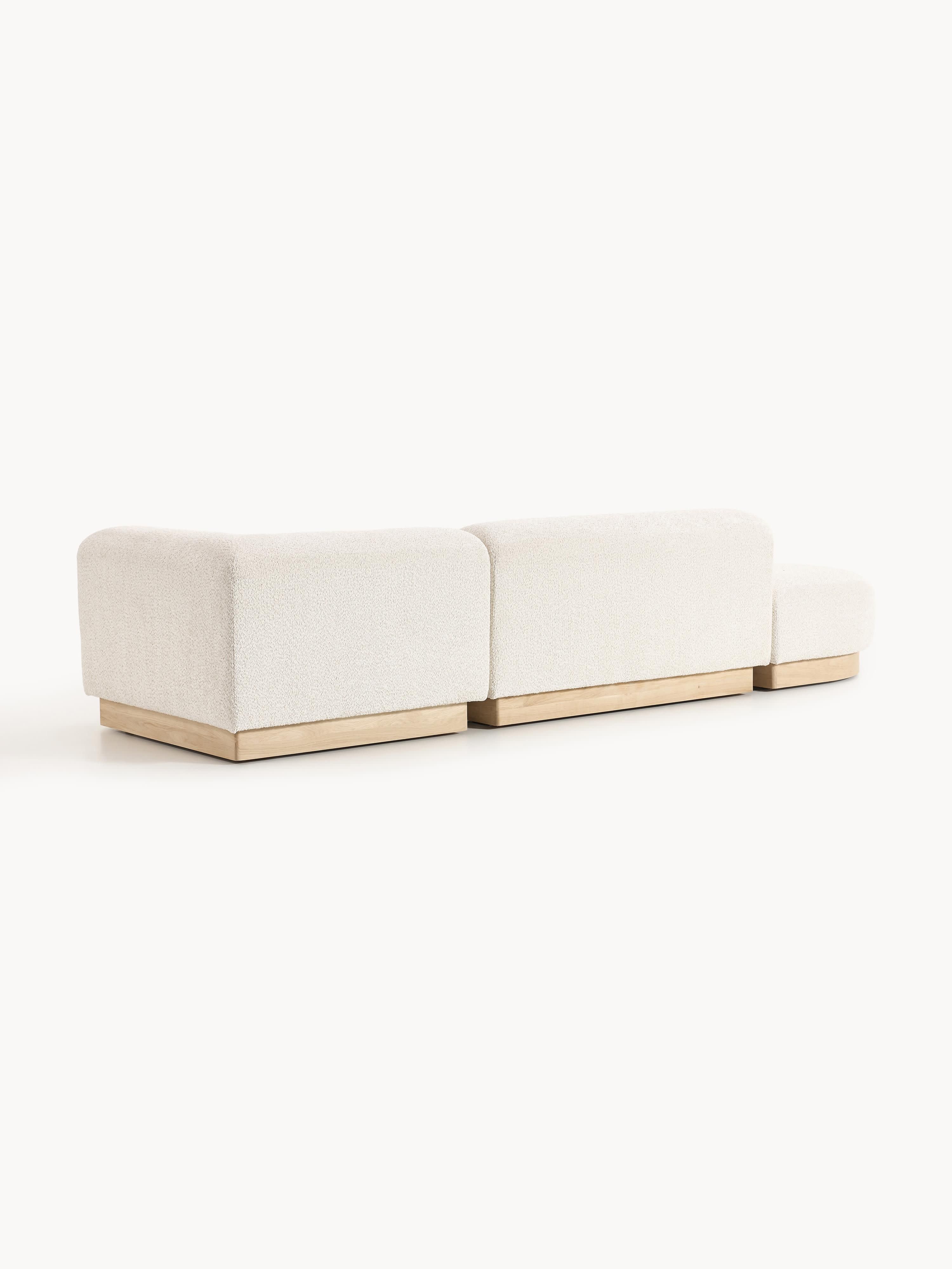 Modulaire chaise longue Natalie van teddy-bouclé met poef (links/rechts)
