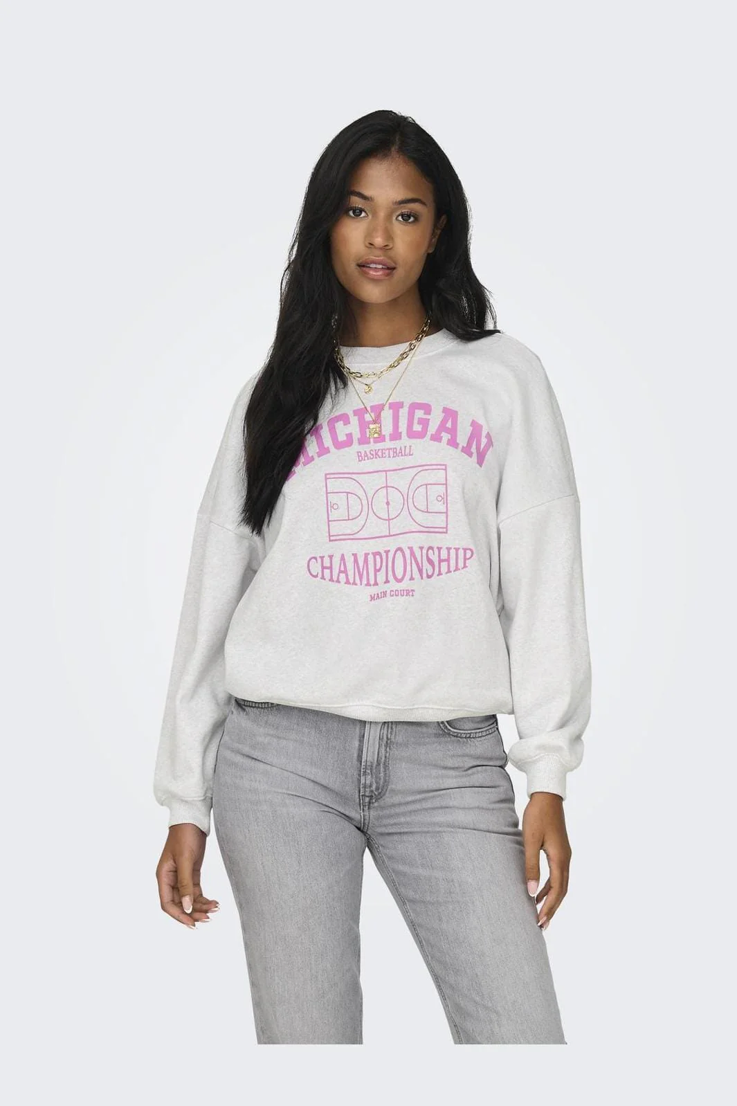 Only Onlwendie L/S Basket O-Neck Swt 4581869 light grey melange championship labels brooklyn