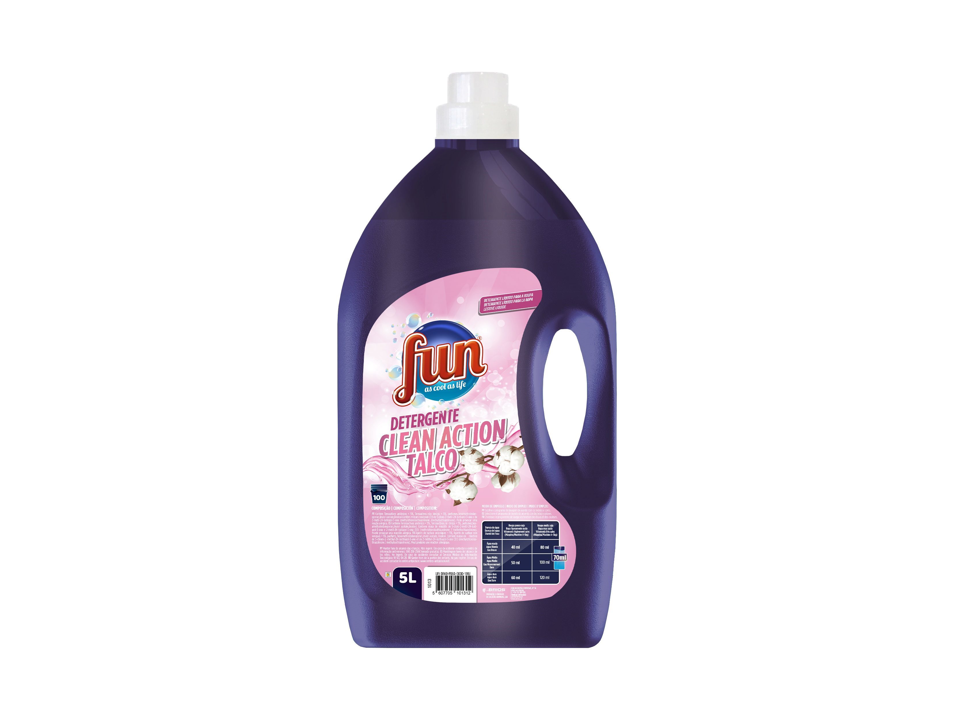 DETERGENTE ROUPA MÁQUIDO LÍQUIDO FUN CLEAN ACTION TALCO 100D