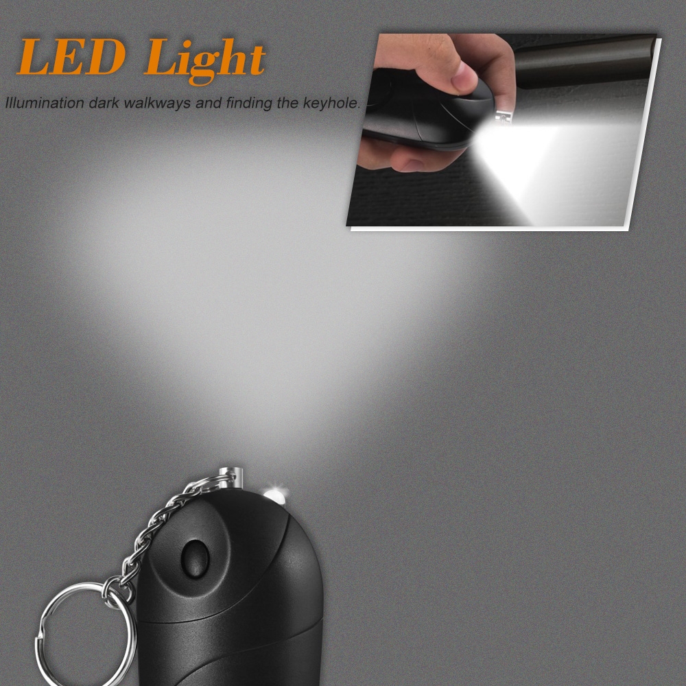 Mobiler Taschen Alarm (135db) Personen Alarmanlage Alarmsirene mit LED und Schlüssel Anhänger - Schwarz