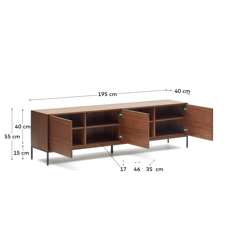 Kave Home Vedrana tv-meubel 195x55 walnoot