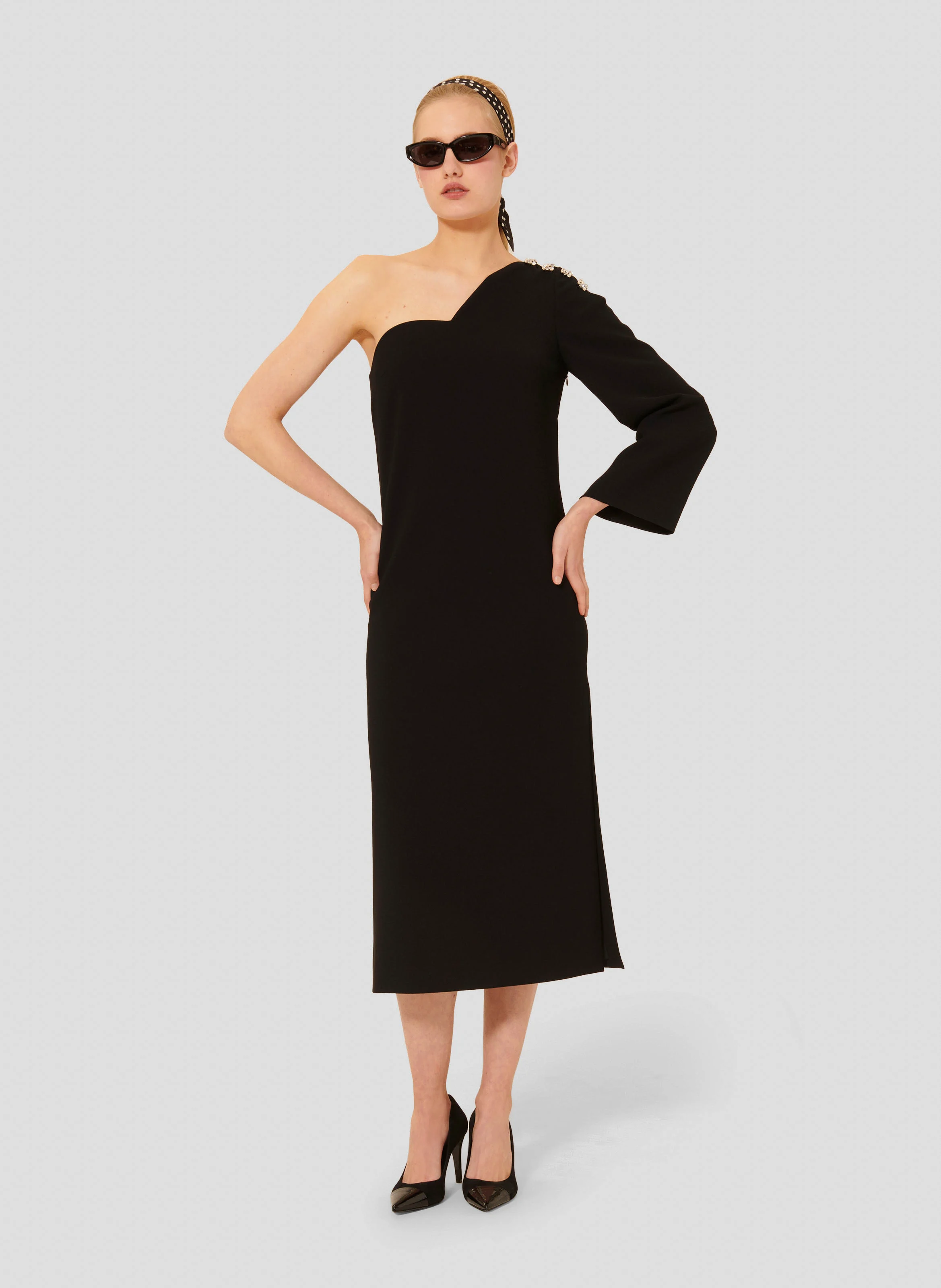 RENÉE - Robe longue asymétrique | Noir