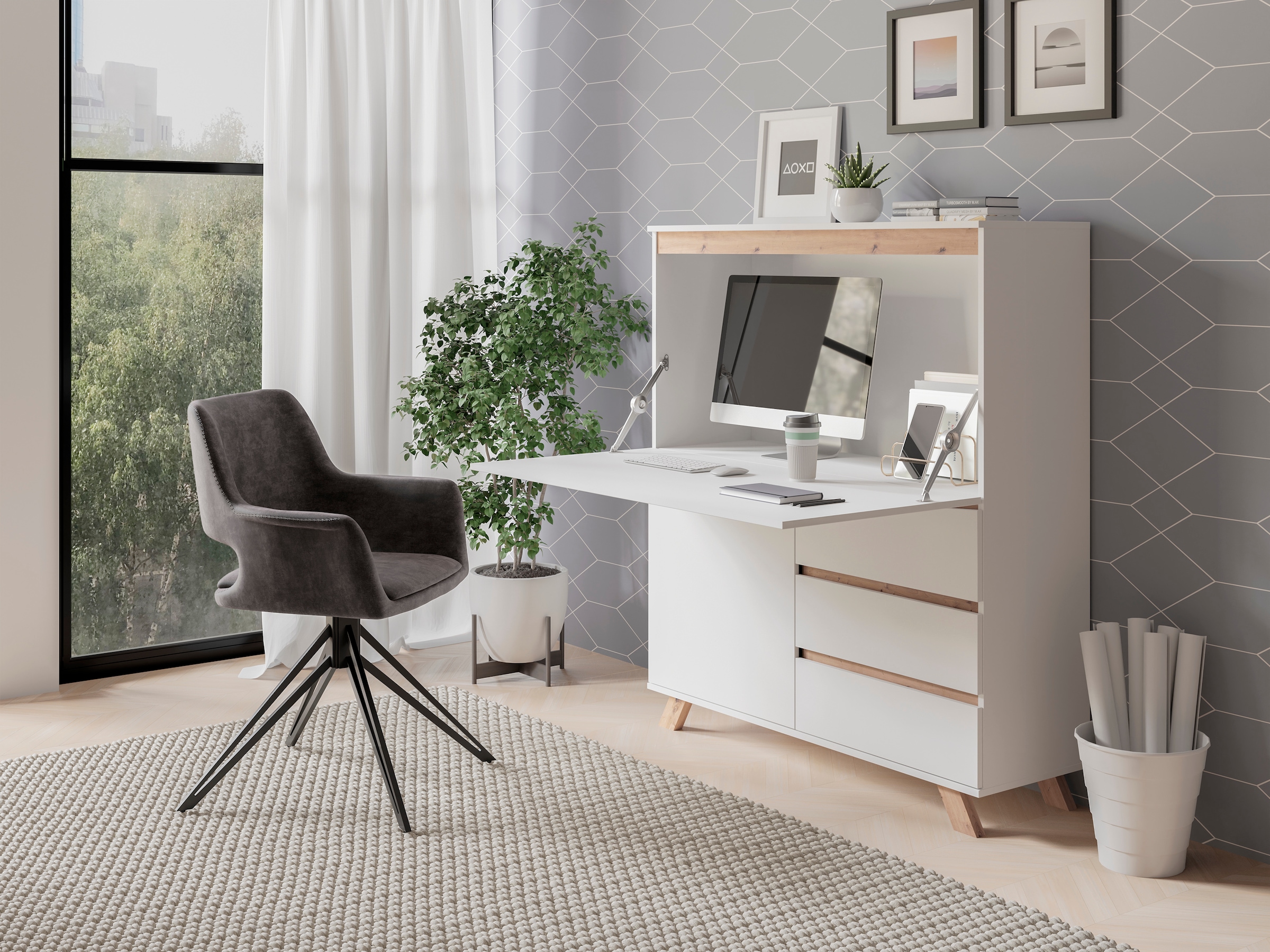 byLIVING Sekretär »Valentin« 1 Stk. tlg. platzsparende Arbeitslösung mit viel Stauraum, Breite 120 cm