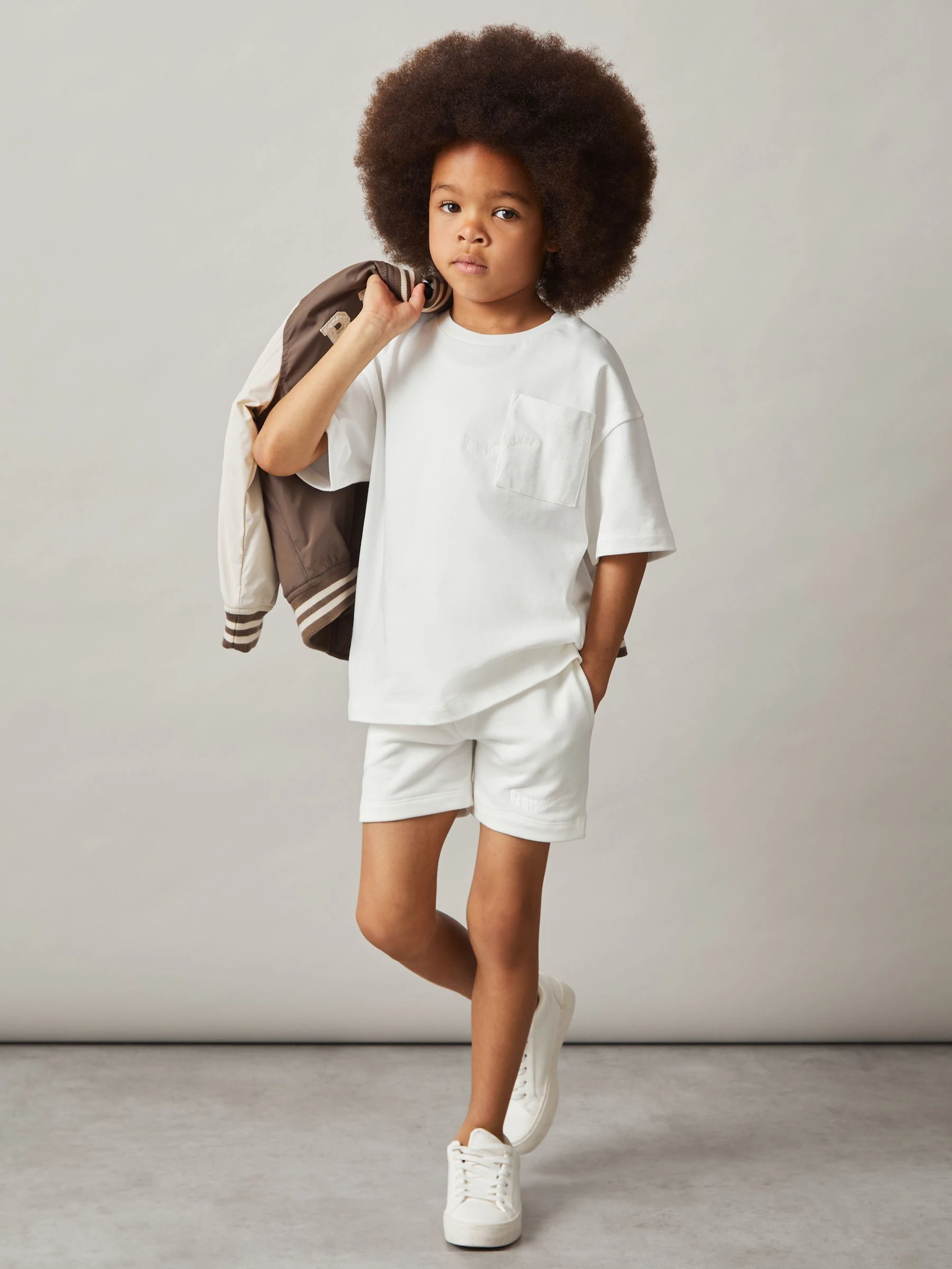 Off White - Reiss Perry Cotton Brand-Embroidered Shorts