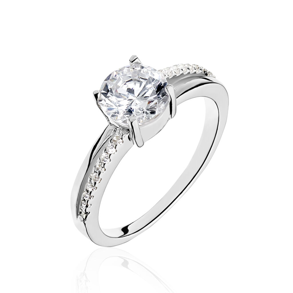Bague Solitaire Poseidon Argent Blanc Oxyde De Zirconium