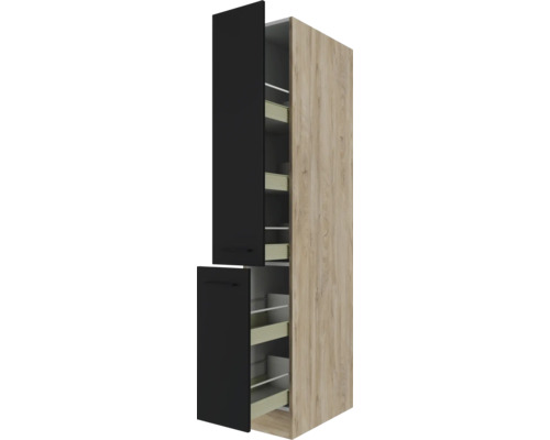 Flex Well Capri Apothekerskast BxDxH 30 x 57 x 200 cm, matzwart, anti-vingerafdruk, gedemonteerd
