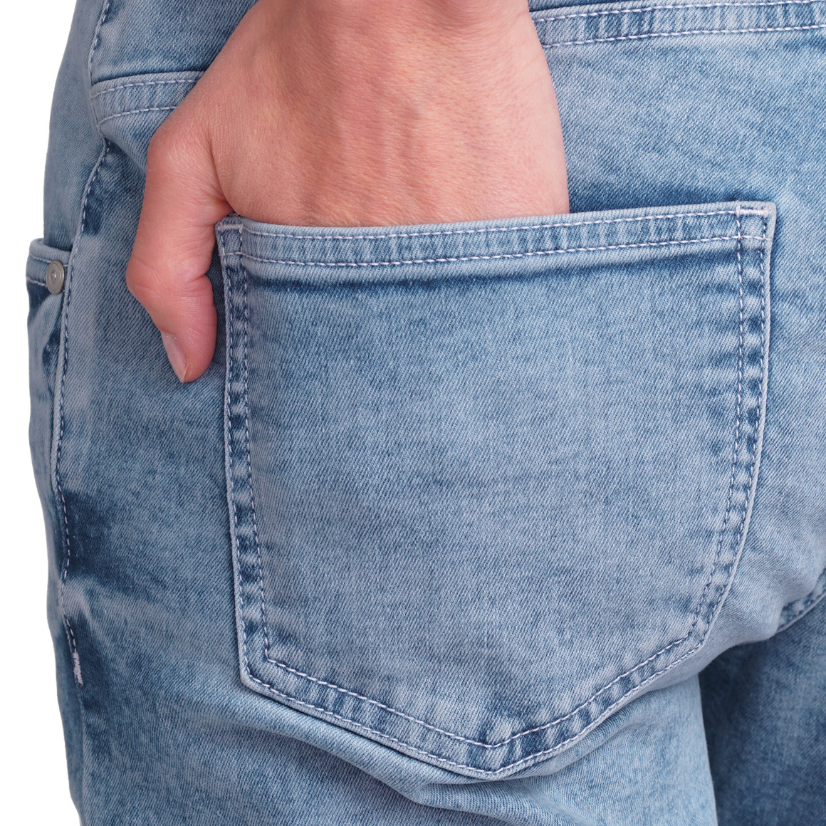 Gina Benotti Damen Capri-Jeans mit Gürtel hellblau