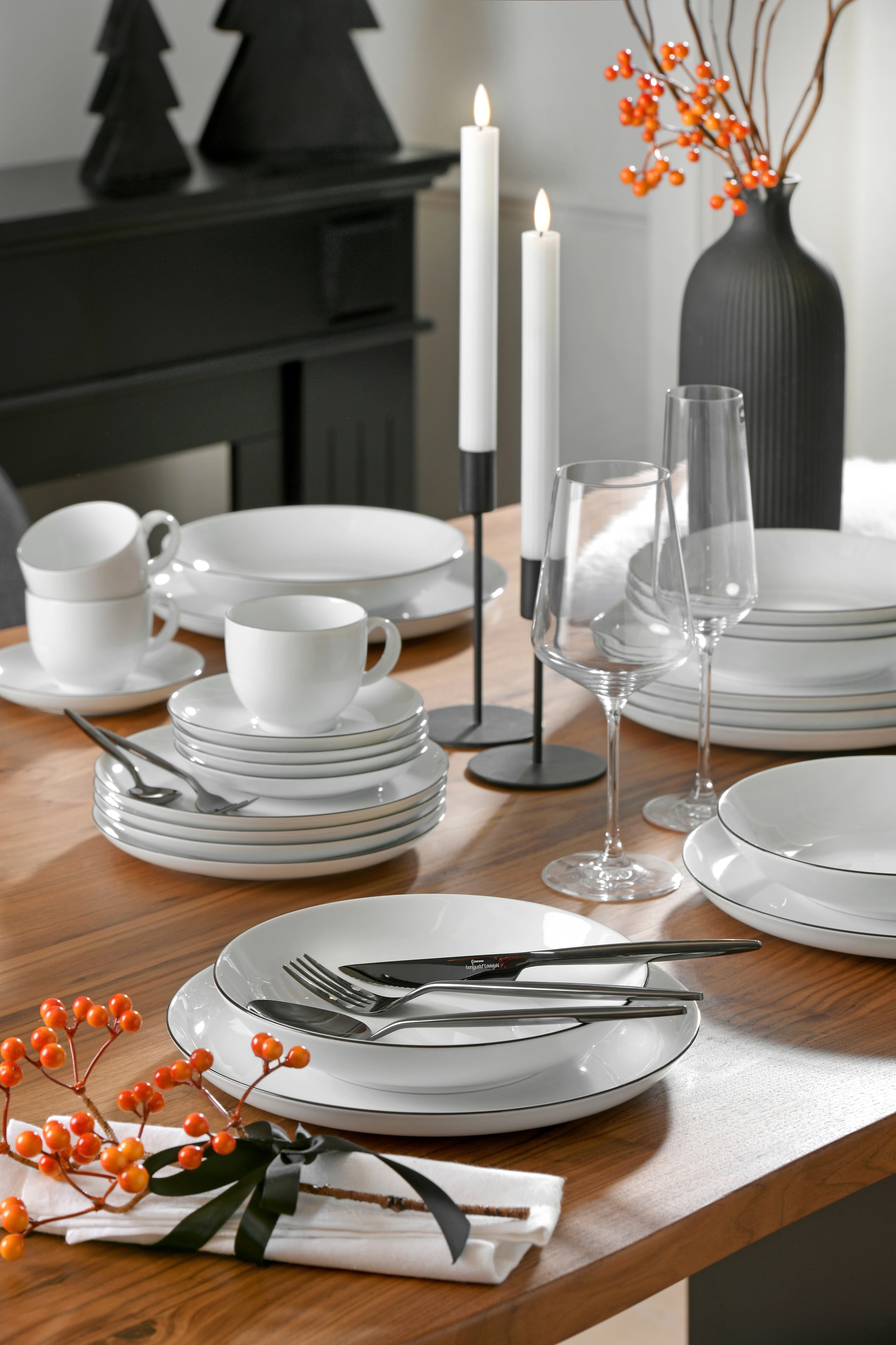 bongusto Besteck-Set LISSABON 30-teilig Edelstahl schwarz