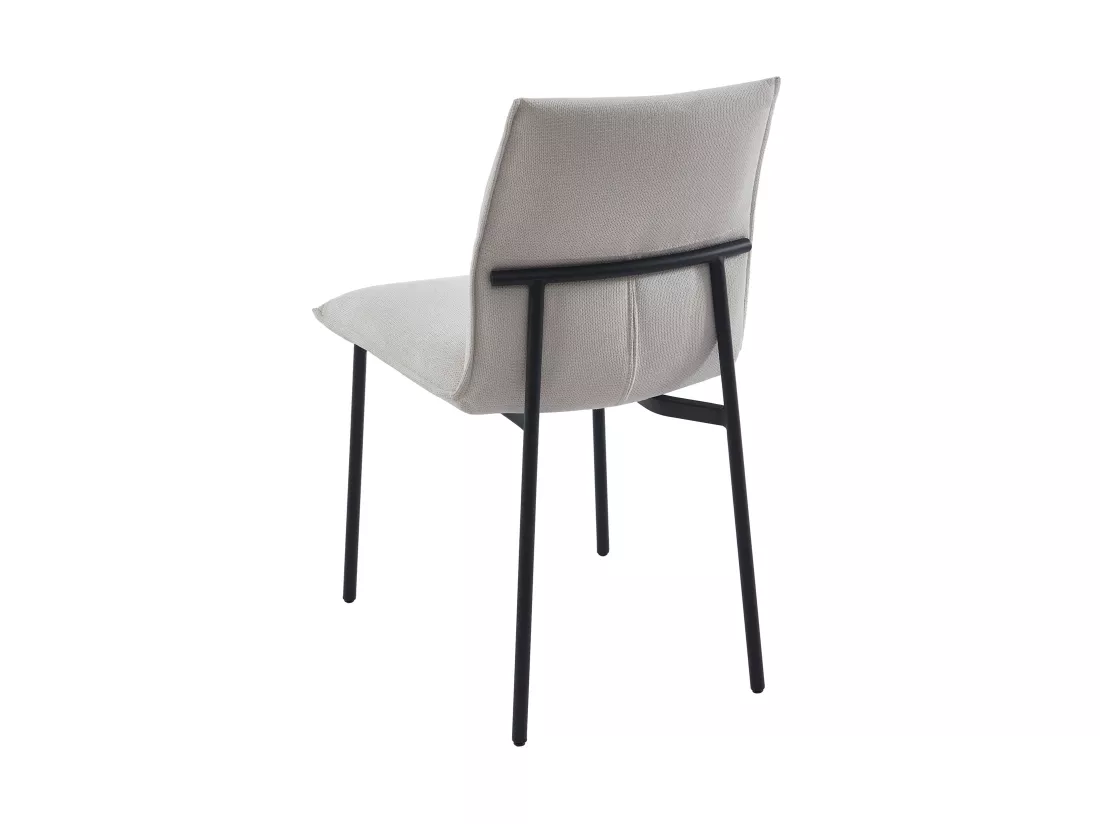 Lot de 2 chaises en tissu et métal noir - Crème - ETIVAL