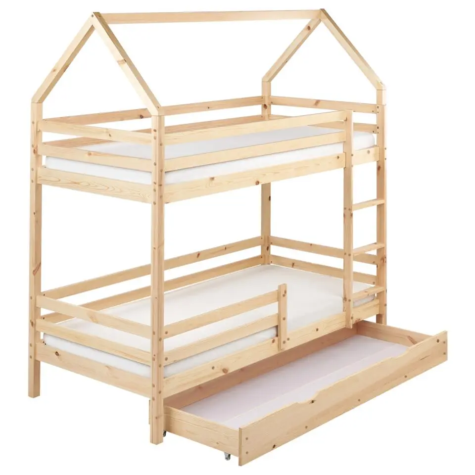 GIRGOLS - Stapelbed - Lichtbruin - 90 x 200 cm - Dennenhout