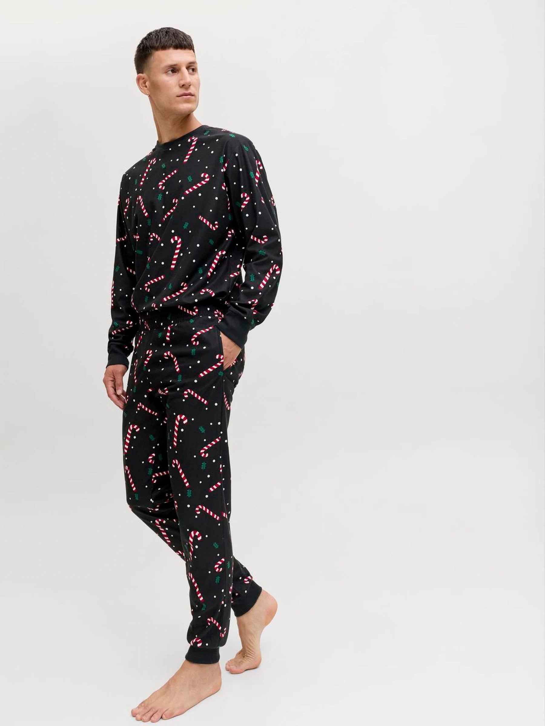 JACK & JONES Loungewear Set met Candy Cane Print voor Kerstmis