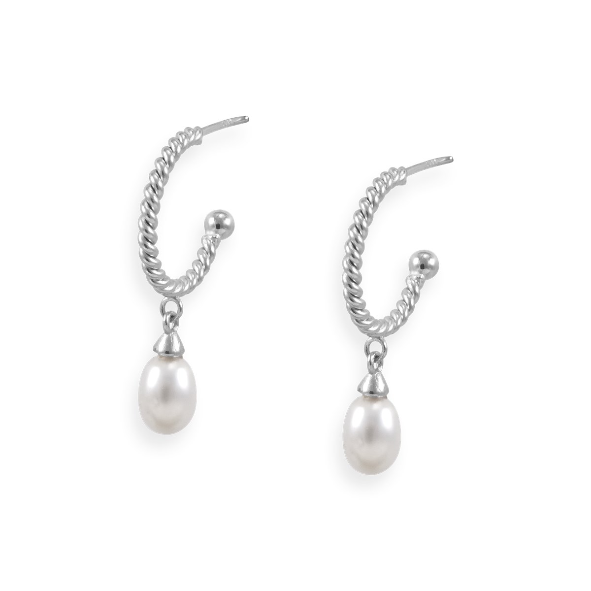 Boucles d'oreilles perle pendante en argent 925 rhodié